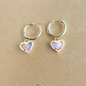 Kendra Scott Ari Heart Gold Watercolor Earrings New